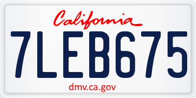 CA license plate 7LEB675
