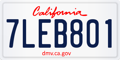 CA license plate 7LEB801