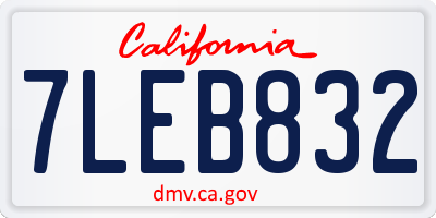 CA license plate 7LEB832