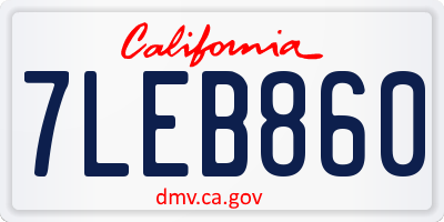 CA license plate 7LEB860