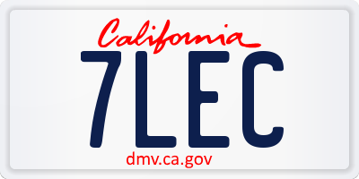 CA license plate 7LEC