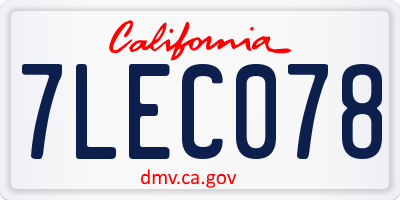 CA license plate 7LEC078