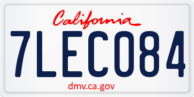 CA license plate 7LEC084