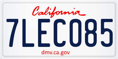 CA license plate 7LEC085