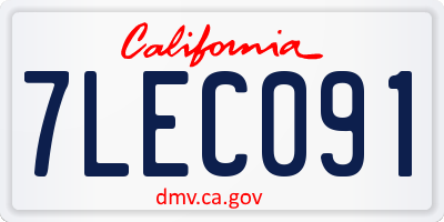 CA license plate 7LEC091