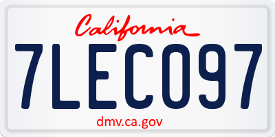 CA license plate 7LEC097