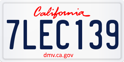 CA license plate 7LEC139