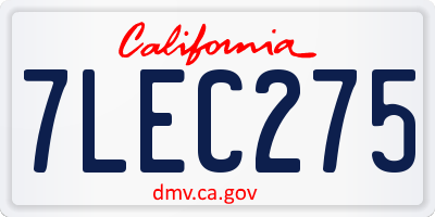 CA license plate 7LEC275
