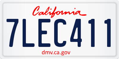 CA license plate 7LEC411