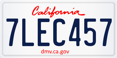 CA license plate 7LEC457