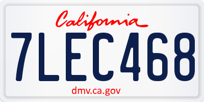 CA license plate 7LEC468