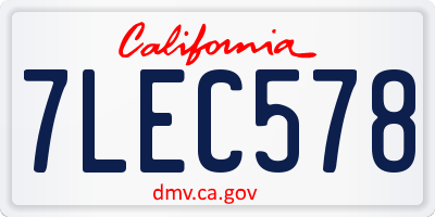 CA license plate 7LEC578