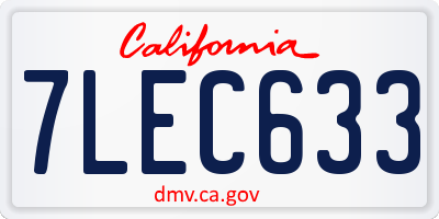 CA license plate 7LEC633