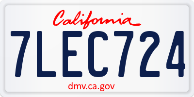 CA license plate 7LEC724
