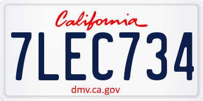 CA license plate 7LEC734