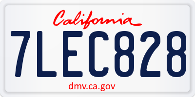 CA license plate 7LEC828