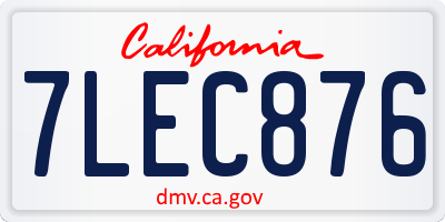 CA license plate 7LEC876
