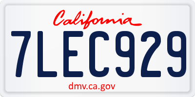 CA license plate 7LEC929