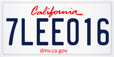 CA license plate 7LEE016