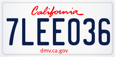 CA license plate 7LEE036