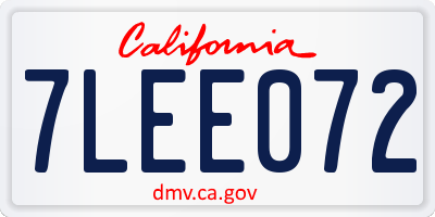 CA license plate 7LEE072