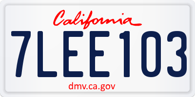 CA license plate 7LEE103
