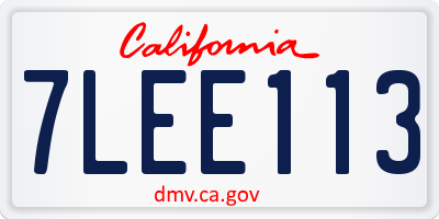 CA license plate 7LEE113