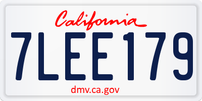 CA license plate 7LEE179