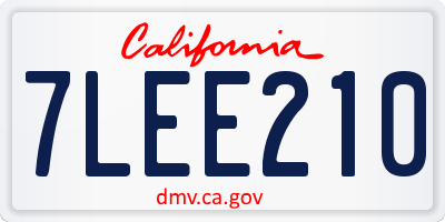 CA license plate 7LEE210