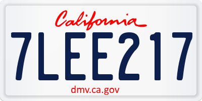 CA license plate 7LEE217