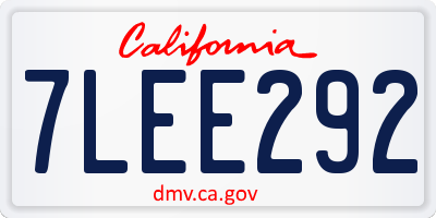 CA license plate 7LEE292