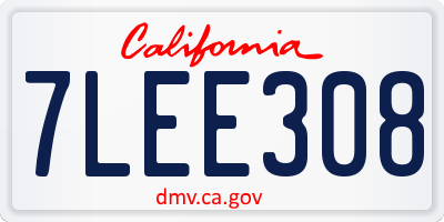 CA license plate 7LEE308
