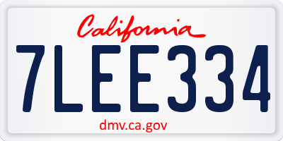 CA license plate 7LEE334
