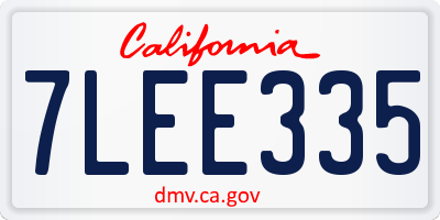 CA license plate 7LEE335