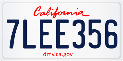 CA license plate 7LEE356