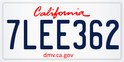 CA license plate 7LEE362