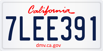 CA license plate 7LEE391