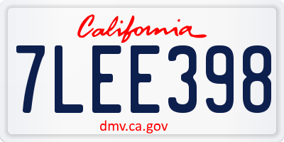 CA license plate 7LEE398