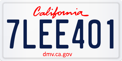 CA license plate 7LEE401