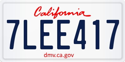 CA license plate 7LEE417