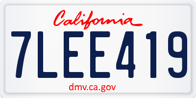 CA license plate 7LEE419
