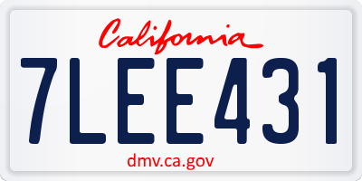 CA license plate 7LEE431