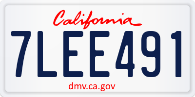 CA license plate 7LEE491