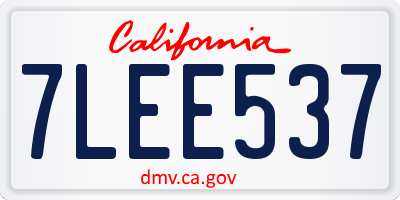 CA license plate 7LEE537