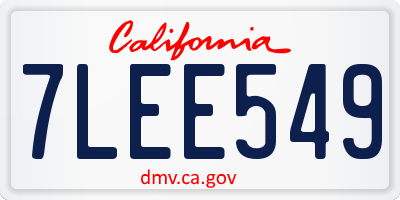 CA license plate 7LEE549