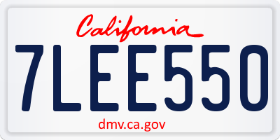 CA license plate 7LEE550