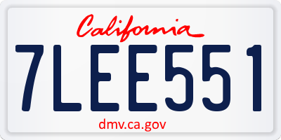 CA license plate 7LEE551