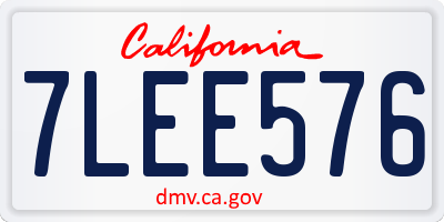 CA license plate 7LEE576