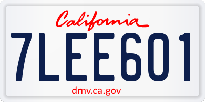 CA license plate 7LEE601