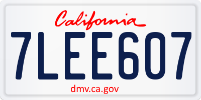 CA license plate 7LEE607